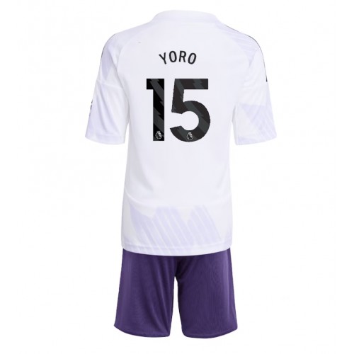 Manchester United Leny Yoro #15 Replik Auswärtstrikot Kinder 2025-26 Kurzarm (+ Kurze Hosen)